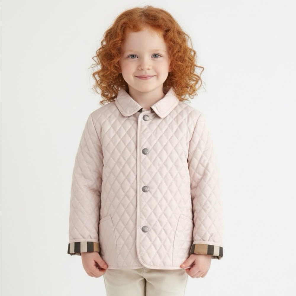 Burberry Children's Pink and Beige Plaid Coat